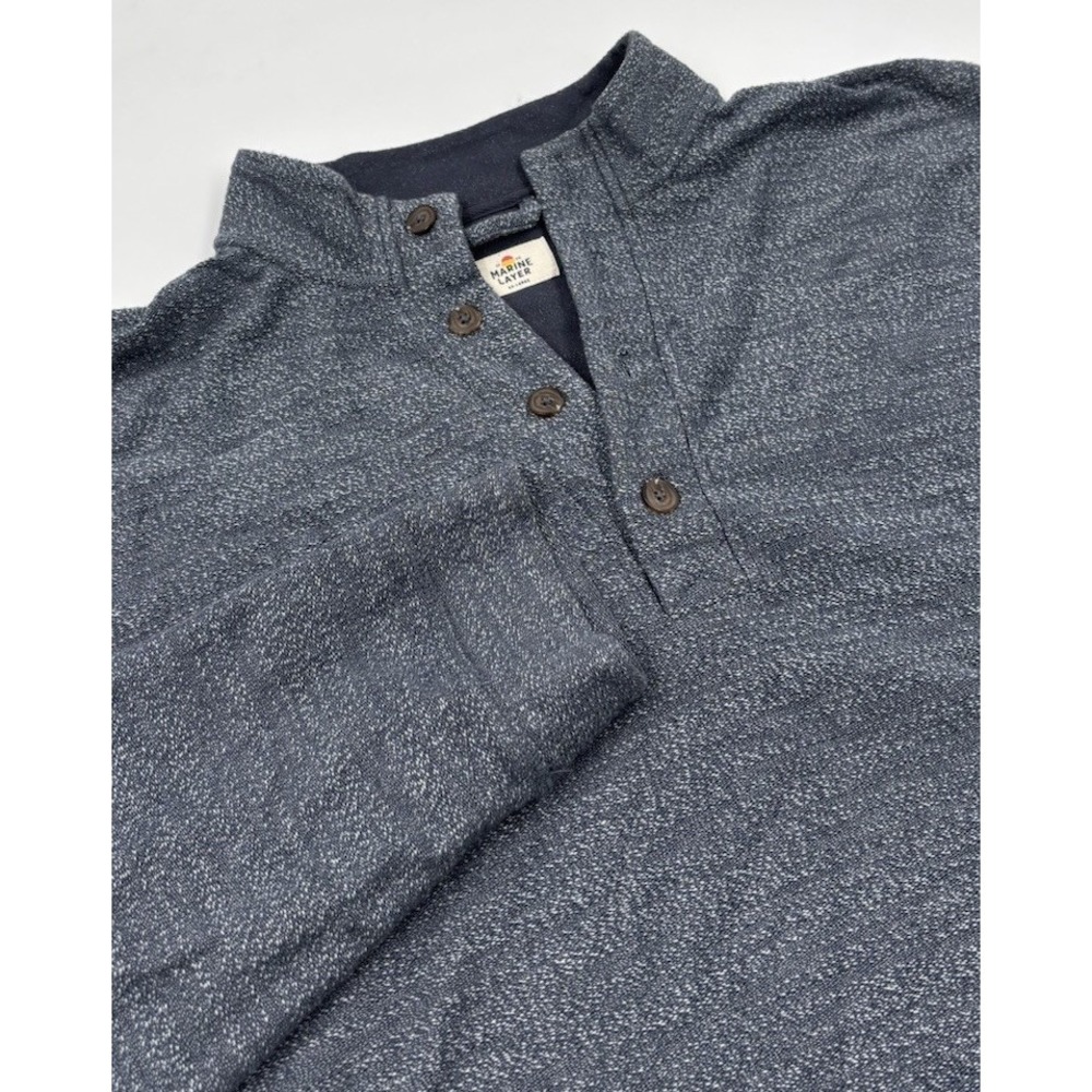 Marine Layer Men's‎ XXL Blue 1/4 Button Long Sleeve Outdoor Pullover Sweater